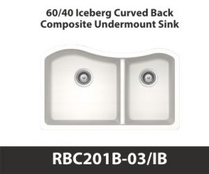 60/40 Curved Back Duel Bowl Duragranit Composite Quartz Undermount Kitchen Sink in White