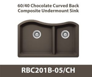 60/40 Curved Back Duel Bowl Duragranit Composite Quartz Undermount Kitchen Sink in Brown