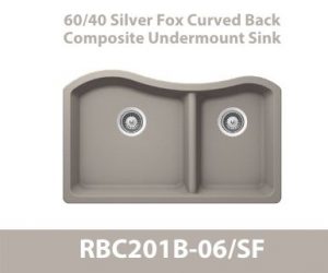 60/40 Curved Back Duel Bowl Duragranit Composite Quartz Undermount Kitchen Sink in Taupe