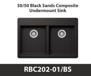 50/50 Equal Bowl Duragranit Composite Quartz Undermount Kitchen Sink in Black