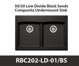 50/50 Low Divide Equal Bowl Duragranit Composite Quartz Undermount Kitchen Sink in Black