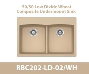 50/50 Low Divide Equal Bowl Duragranit Composite Quartz Undermount Kitchen Sink in Tan