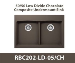 50/50 Low Divide Equal Bowl Duragranit Composite Quartz Undermount Kitchen Sink in Brown