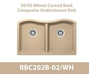 50/50 Curved Back Equal Bowl Duragranit Composite Quartz Undermount Kitchen Sink in Tan
