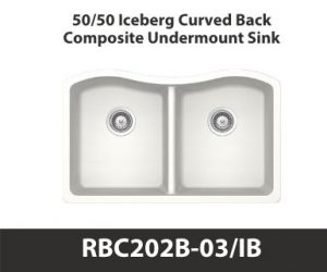 50/50 Curved Back Equal Bowl Duragranit Composite Quartz Undermount Kitchen Sink in White