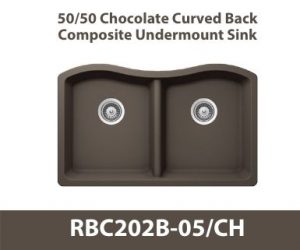 50/50 Curved Back Equal Bowl Duragranit Composite Quartz Undermount Kitchen Sink in Brown