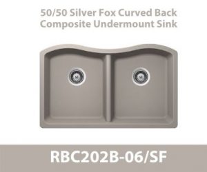 50/50 Curved Back Equal Bowl Duragranit Composite Quartz Undermount Kitchen Sink in Taupe