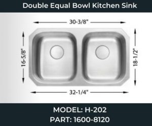 H-202 Double Equal Bowl Kitchen Sink 1600-8120