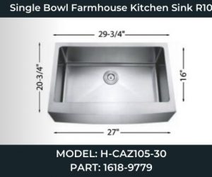 H-CAZ105-30 Single Bowl Farmhouse Kitchen Sink R10 1618-9779