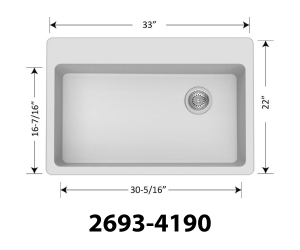 DUR-105-03 Super Single Bowl Kitchen Sink Iceberg 2693-4190