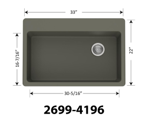 DUR-105-06 Super Single Bowl Kitchen Sink Silver Fox 2699-4196