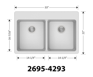 DUR-202-03 Double Equal Bowl Kitchen Sink Iceberg 2695-4293