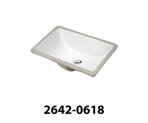 H-1611W CHARA Small Rectangle Lavatory Sink, White Porcelain 2642-0618